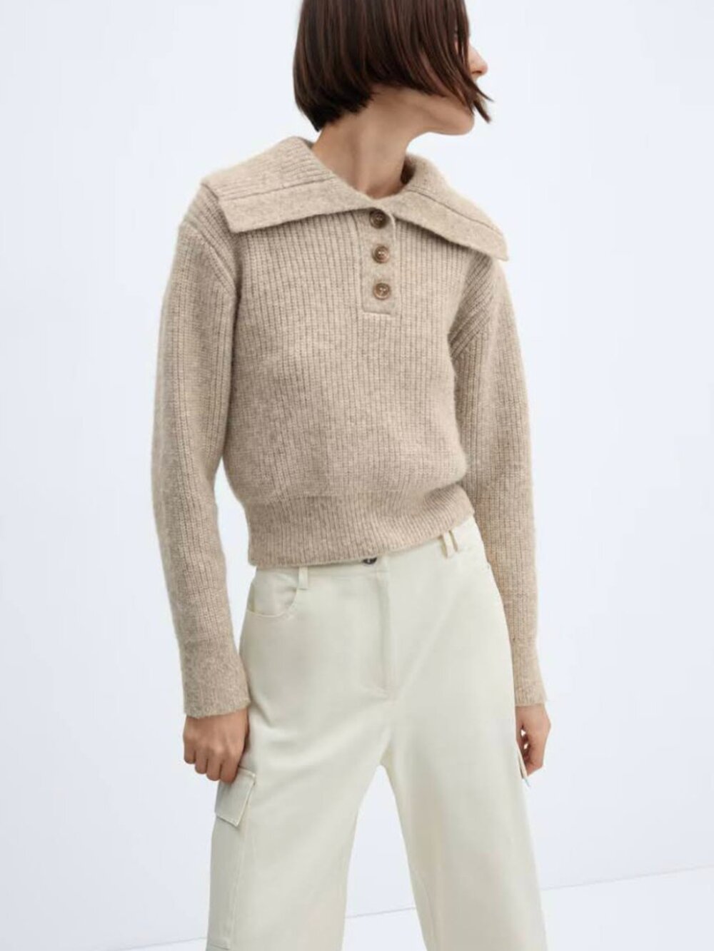 Mango Camp-collar knit sweater
